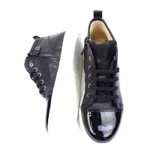 Angulus sneaker black med lynlås og snørebånd